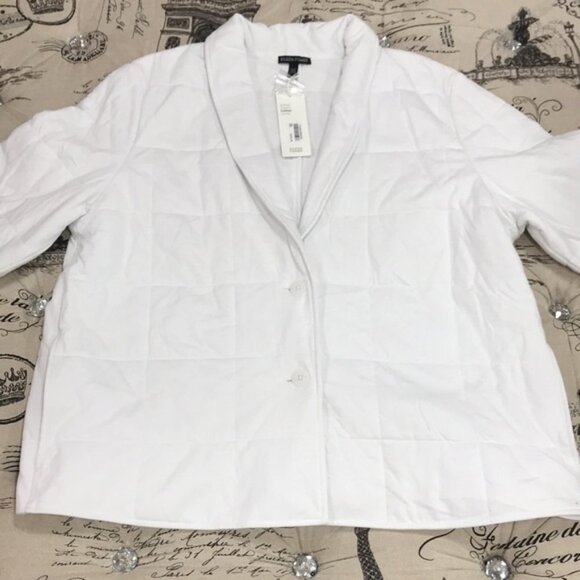 🎁 Eileen Fisher Shawl-Collar Quilted Jacket - Picture 4 of 10